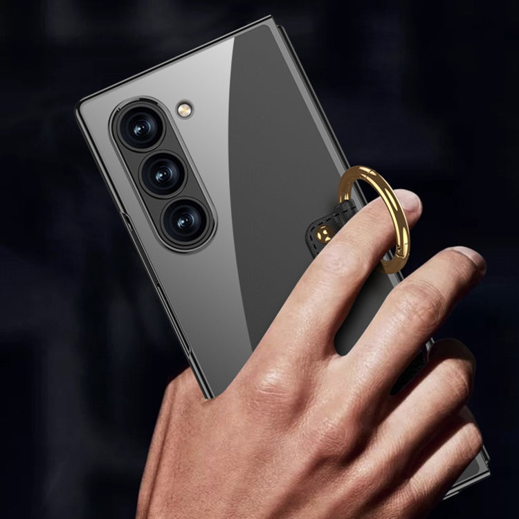 For Samsung Galaxy Z Fold6 GKK Electroplating Phone Case with Ring(Black)
