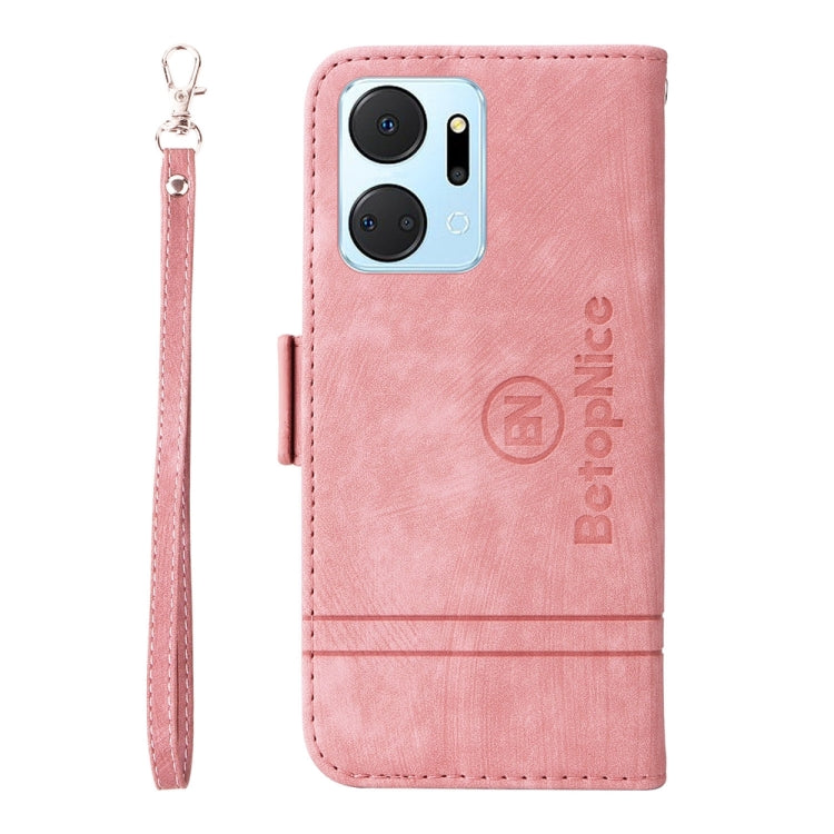 For Honor X7a / Play7T BETOPNICE Dual-side Buckle Leather Phone Case(Pink)