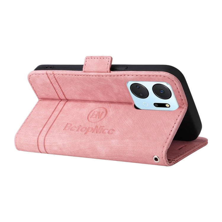 For Honor X7a / Play7T BETOPNICE Dual-side Buckle Leather Phone Case(Pink)