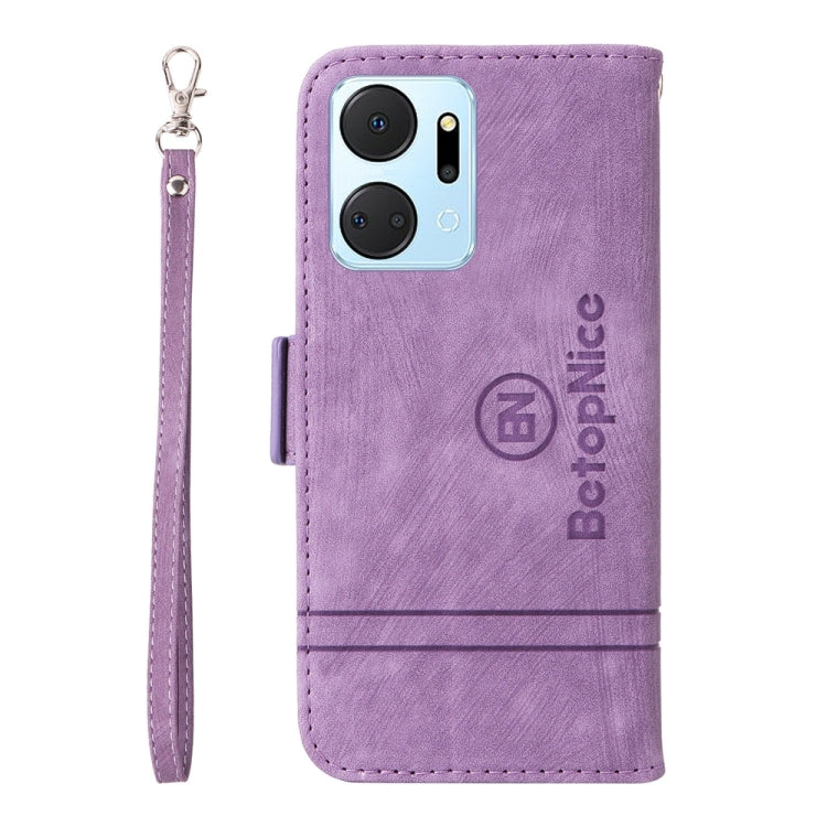 For Honor X7a / Play7T BETOPNICE Dual-side Buckle Leather Phone Case(Purple)