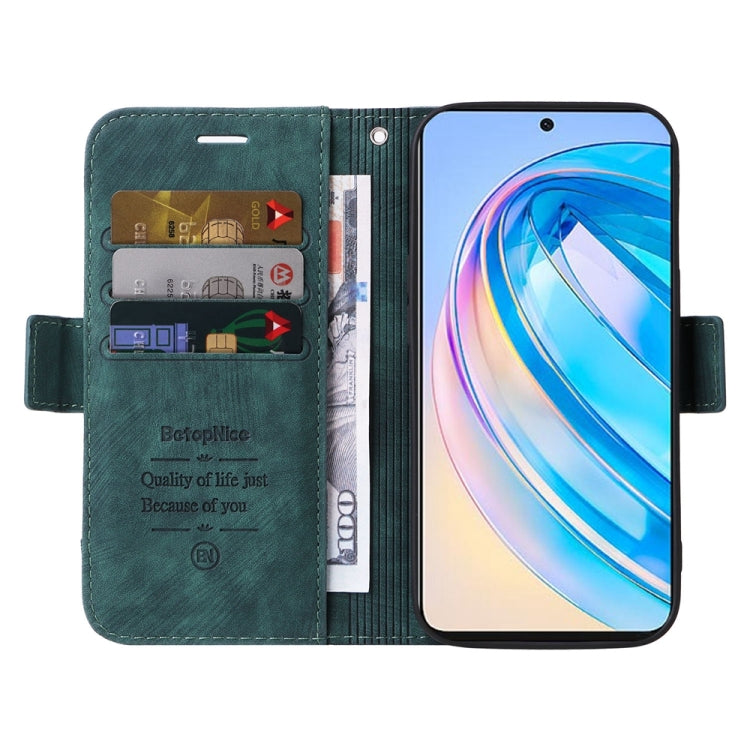 For Honor X8a 4G BETOPNICE Dual-side Buckle Leather Phone Case(Green)