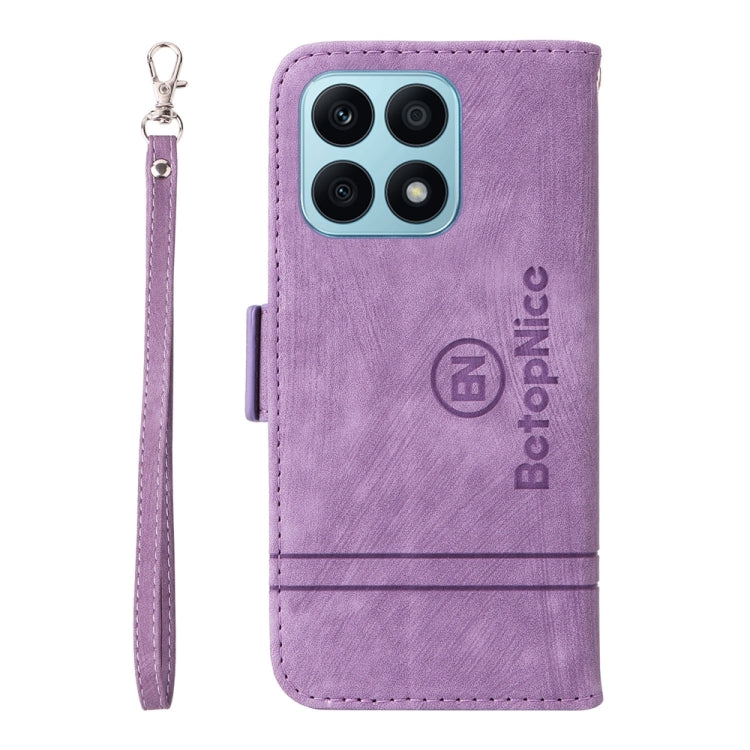 For Honor X8a 4G BETOPNICE Dual-side Buckle Leather Phone Case(Purple)