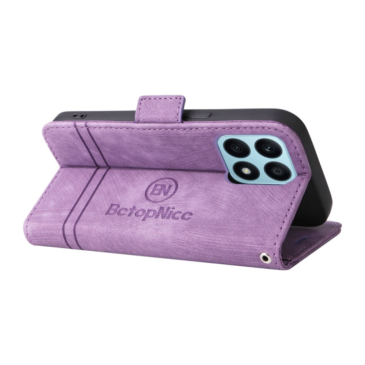 For Honor X8a 4G BETOPNICE Dual-side Buckle Leather Phone Case(Purple)