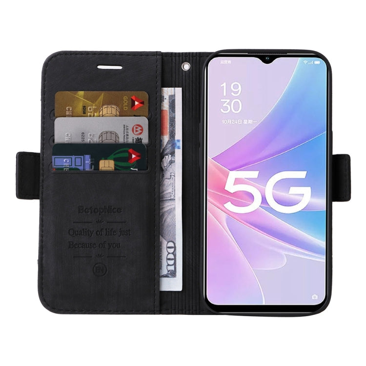 For OPPO A78 5G Global BETOPNICE Dual-side Buckle Leather Phone Case(Black)