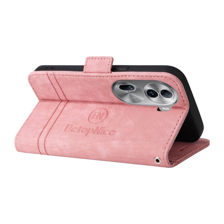 For OPPO Reno11 Pro 5G Global BETOPNICE Dual-side Buckle Leather Phone Case(Pink)