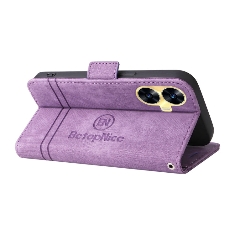 For Realme C55 BETOPNICE Dual-side Buckle Leather Phone Case(Purple)