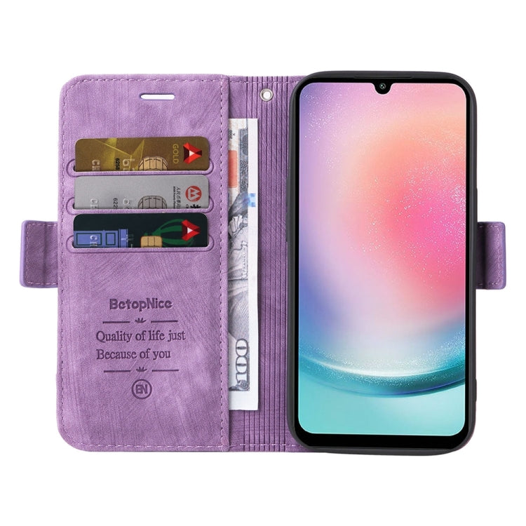 For Samsung Galaxy A24 4G BETOPNICE Dual-side Buckle Leather Phone Case(Purple)