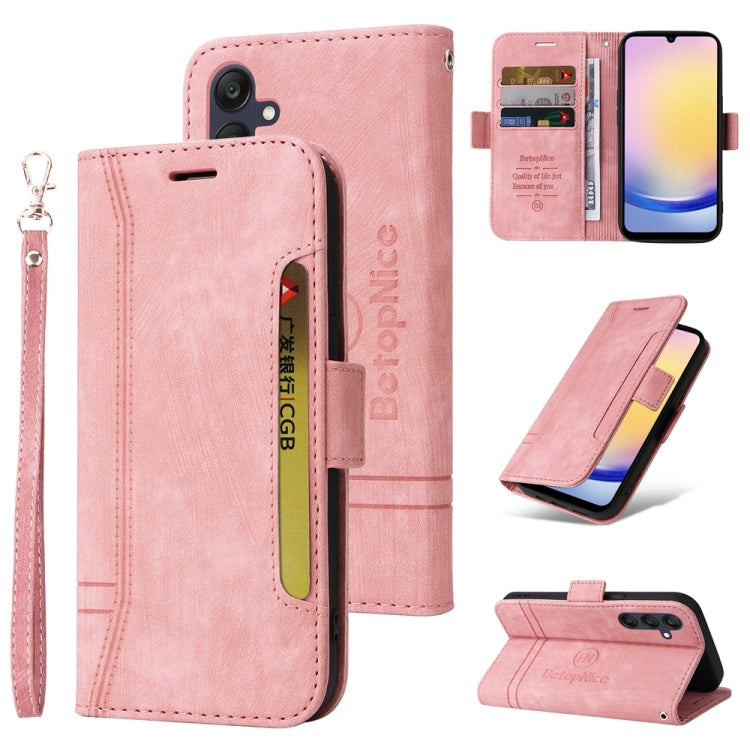 For Samsung Galaxy A25 5G Global BETOPNICE Dual-side Buckle Leather Phone Case(Pink)