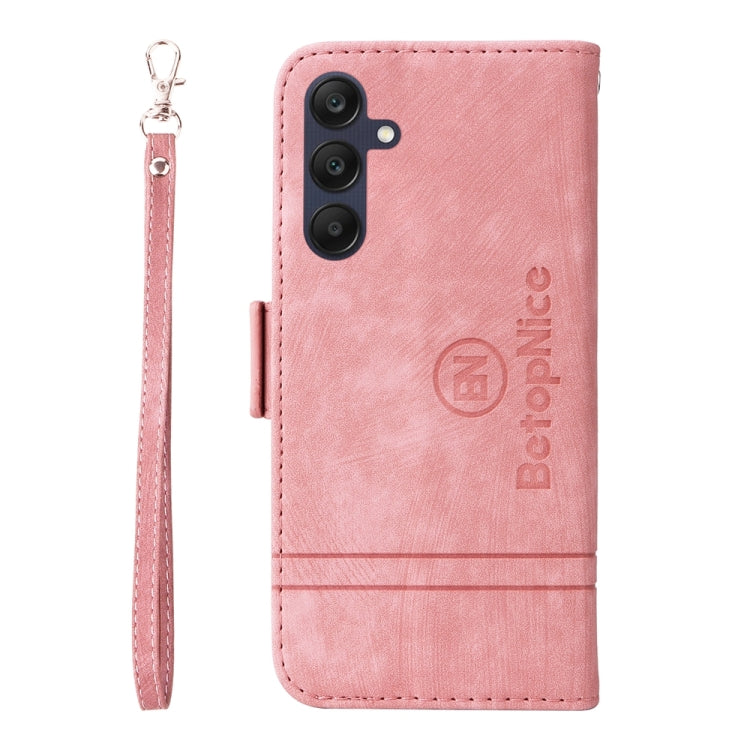 For Samsung Galaxy A25 5G Global BETOPNICE Dual-side Buckle Leather Phone Case(Pink)