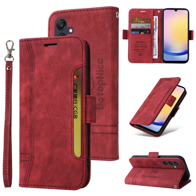 For Samsung Galaxy A25 5G Global BETOPNICE Dual-side Buckle Leather Phone Case(Red)