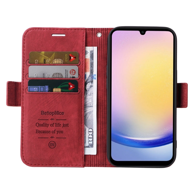 For Samsung Galaxy A25 5G Global BETOPNICE Dual-side Buckle Leather Phone Case(Red)
