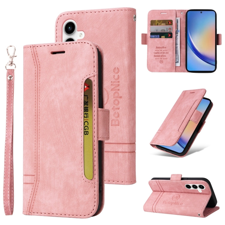 For Samsung Galaxy A35 5G BETOPNICE Dual-side Buckle Leather Phone Case(Pink)