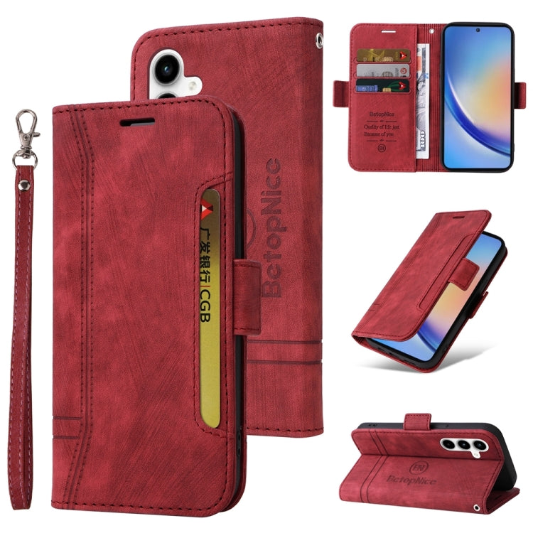 For Samsung Galaxy A35 5G BETOPNICE Dual-side Buckle Leather Phone Case(Red)