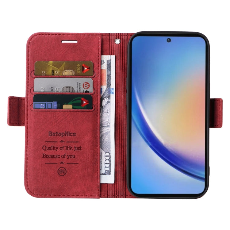 For Samsung Galaxy A35 5G BETOPNICE Dual-side Buckle Leather Phone Case(Red)