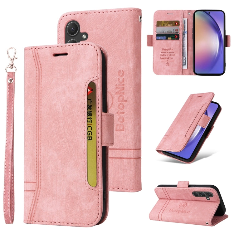 For Samsung Galaxy A55 BETOPNICE Dual-side Buckle Leather Phone Case(Pink)