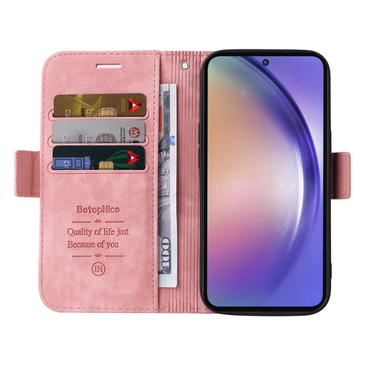 For Samsung Galaxy A55 BETOPNICE Dual-side Buckle Leather Phone Case(Pink)