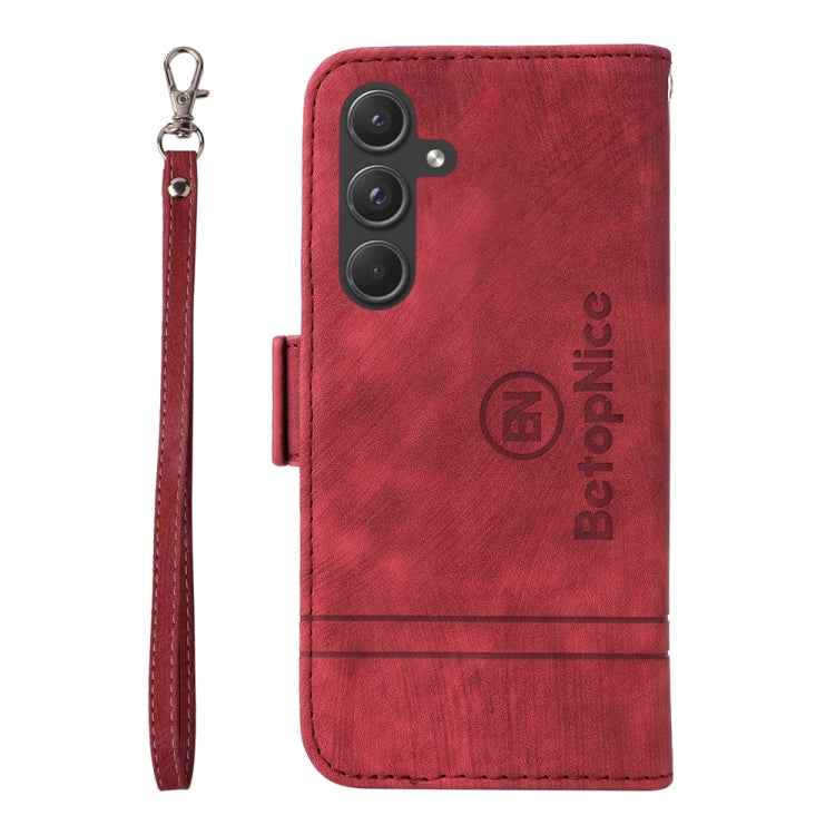 For Samsung Galaxy A55 BETOPNICE Dual-side Buckle Leather Phone Case(Red)