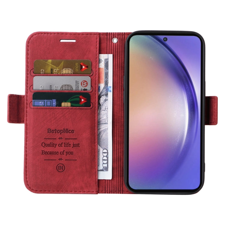 For Samsung Galaxy A55 BETOPNICE Dual-side Buckle Leather Phone Case(Red)