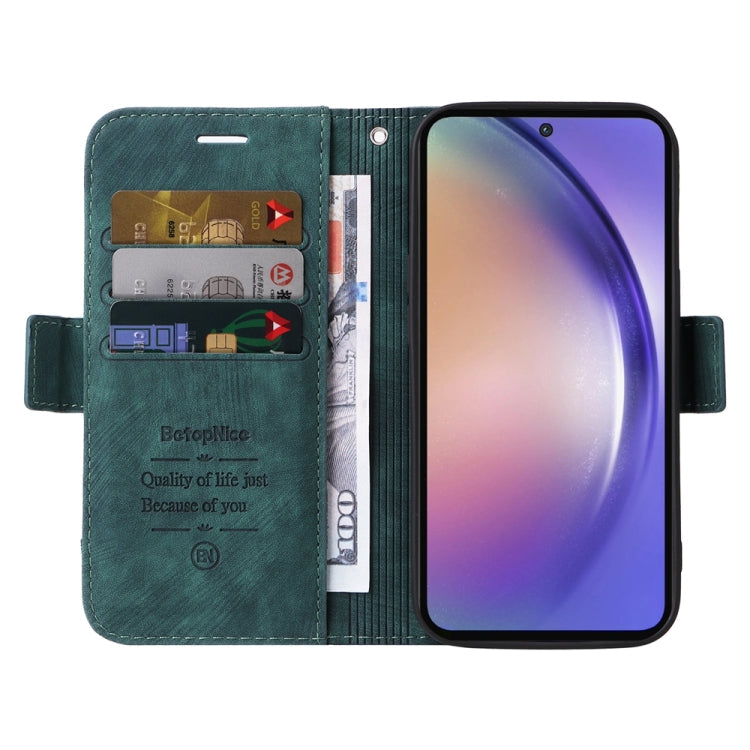 For Samsung Galaxy A55 BETOPNICE Dual-side Buckle Leather Phone Case(Green)