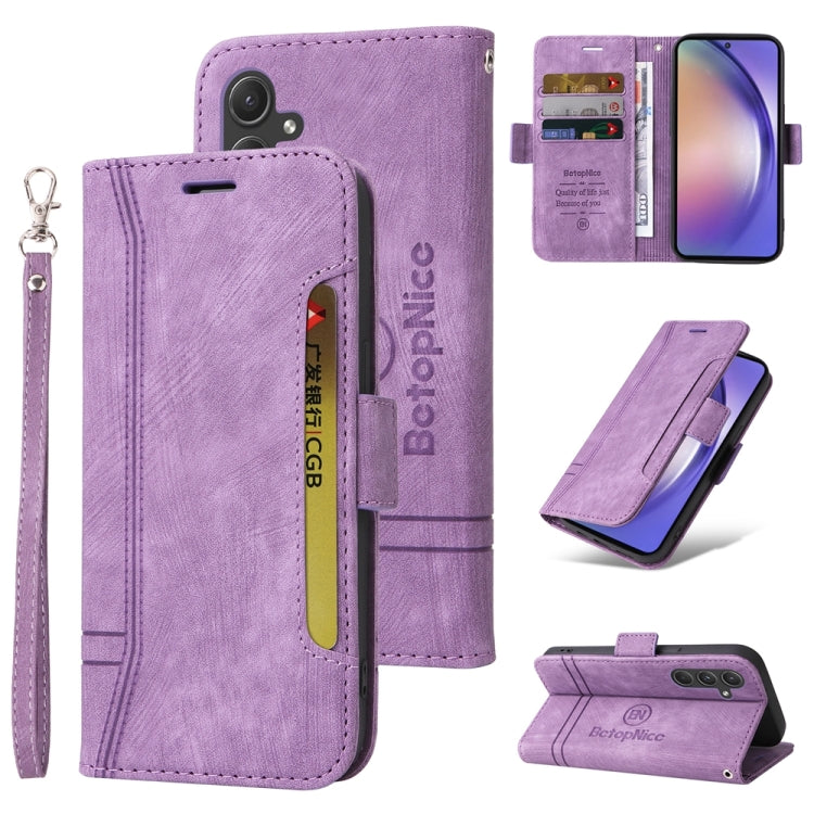 For Samsung Galaxy A55 BETOPNICE Dual-side Buckle Leather Phone Case(Purple)