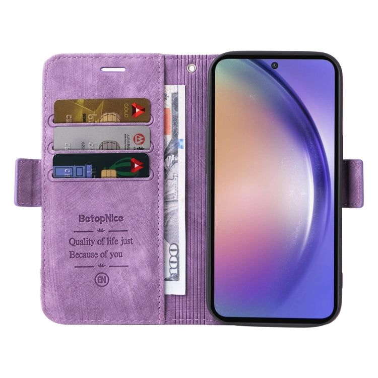 For Samsung Galaxy A55 BETOPNICE Dual-side Buckle Leather Phone Case(Purple)