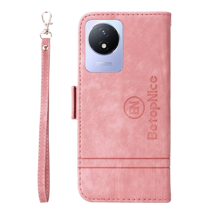 For vivo Y02 4G / Y02A / Y11 2023 BETOPNICE Dual-side Buckle Leather Phone Case(Pink)