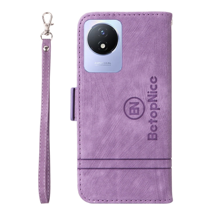 For vivo Y02 4G / Y02A / Y11 2023 BETOPNICE Dual-side Buckle Leather Phone Case(Purple)