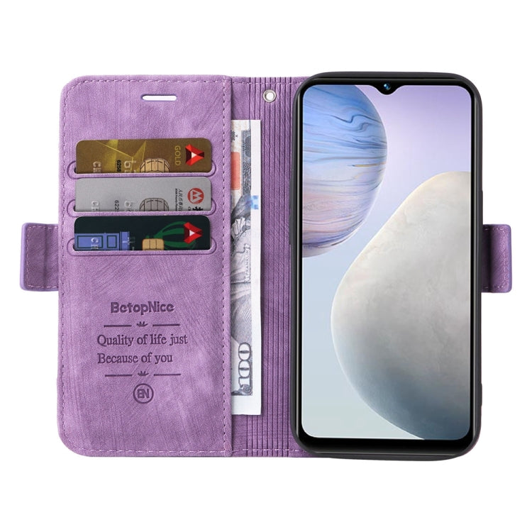 For vivo Y02 4G / Y02A / Y11 2023 BETOPNICE Dual-side Buckle Leather Phone Case(Purple)