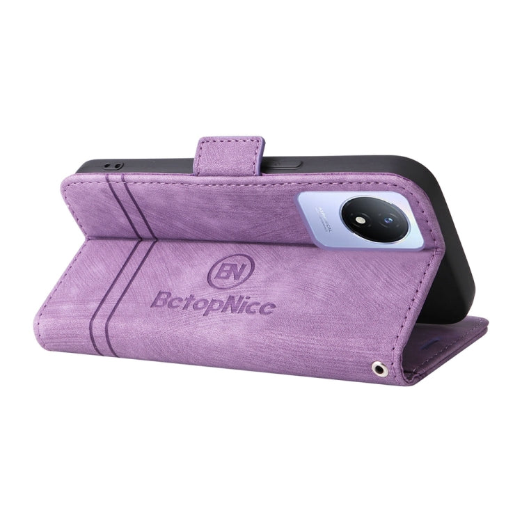 For vivo Y02 4G / Y02A / Y11 2023 BETOPNICE Dual-side Buckle Leather Phone Case(Purple)