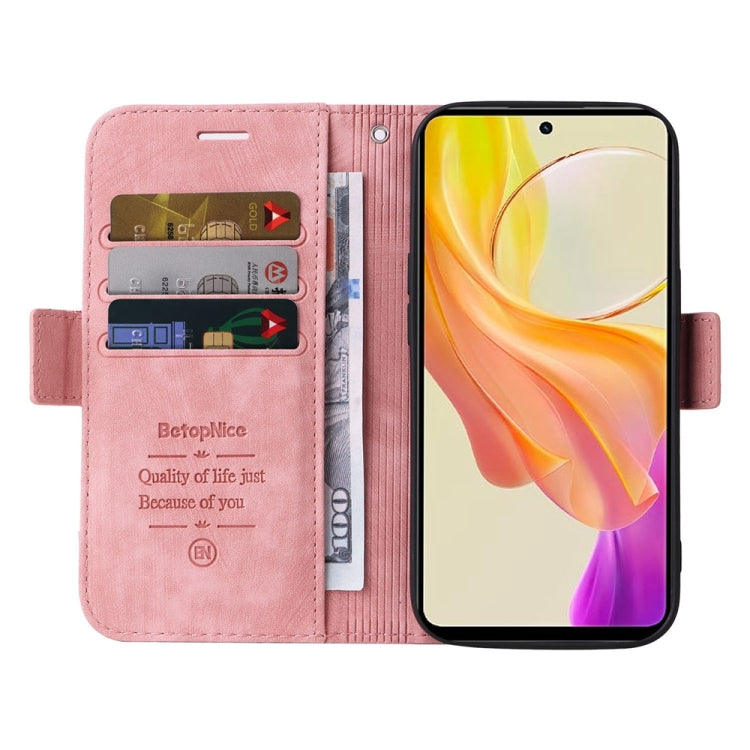 For vivo Y78 5G Global BETOPNICE Dual-side Buckle Leather Phone Case(Pink)
