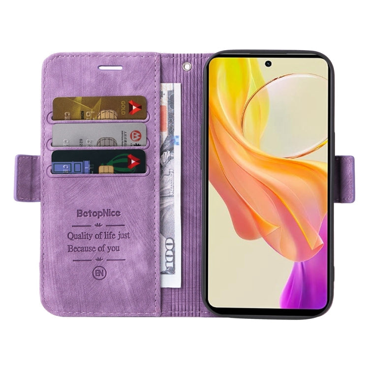 For vivo Y78 5G Global BETOPNICE Dual-side Buckle Leather Phone Case(Purple)