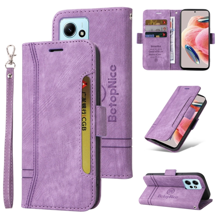 For Xiaomi Redmi Note 12 4G Global BETOPNICE Dual-side Buckle Leather Phone Case(Purple)