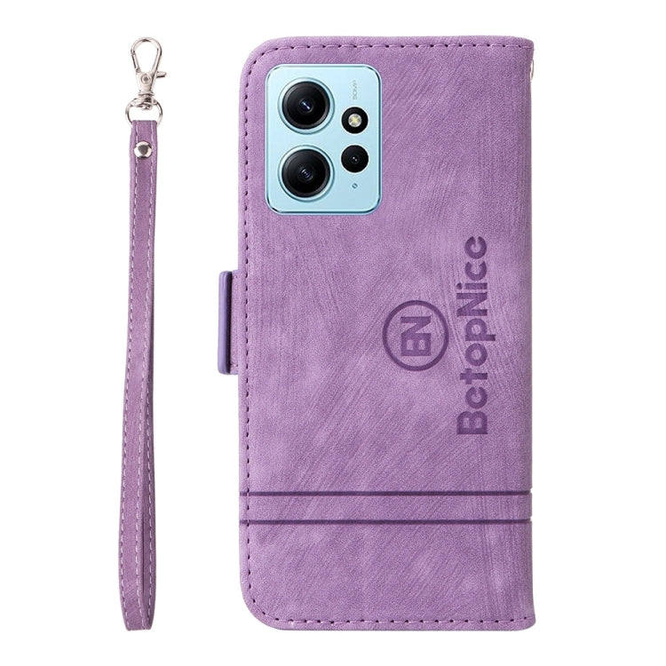 For Xiaomi Redmi Note 12 4G Global BETOPNICE Dual-side Buckle Leather Phone Case(Purple)