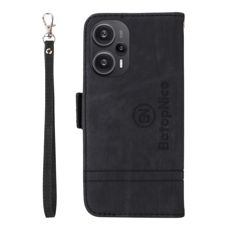 For Xiaomi Redmi Note 12 Turbo 5G BETOPNICE Dual-side Buckle Leather Phone Case(Black)