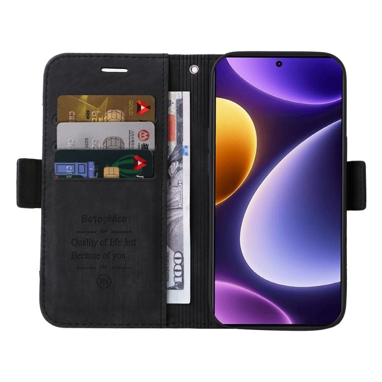 For Xiaomi Redmi Note 12 Turbo 5G BETOPNICE Dual-side Buckle Leather Phone Case(Black)