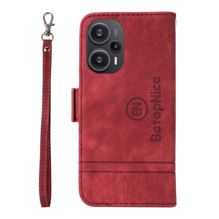 For Xiaomi Redmi Note 12 Turbo 5G BETOPNICE Dual-side Buckle Leather Phone Case(Red)
