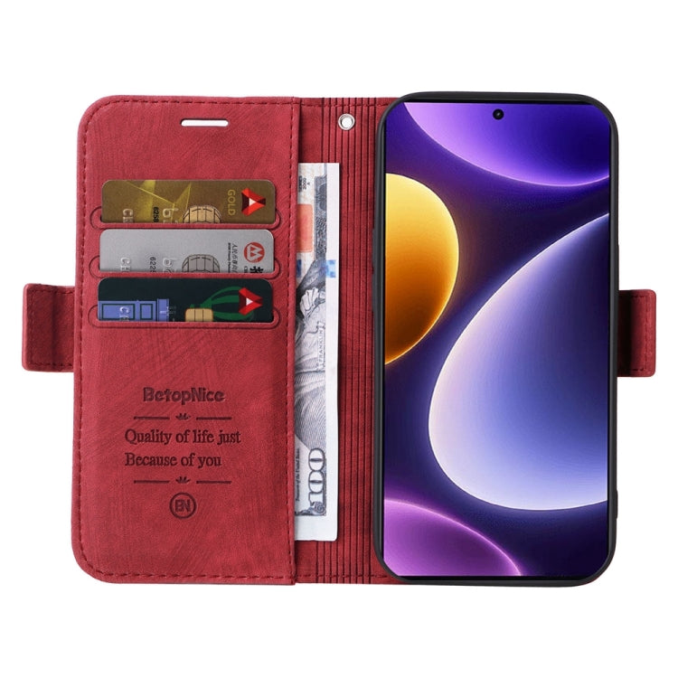 For Xiaomi Redmi Note 12 Turbo 5G BETOPNICE Dual-side Buckle Leather Phone Case(Red)