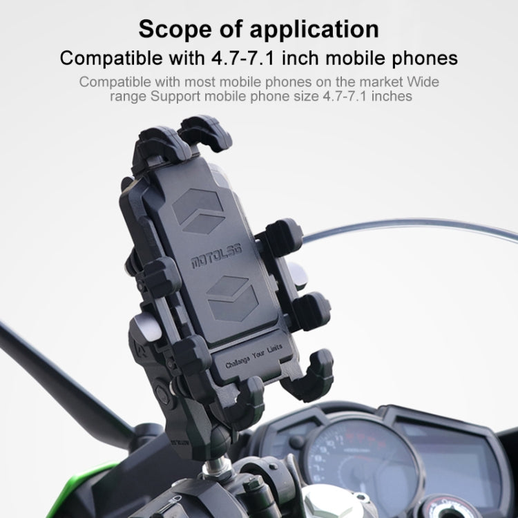 MOTOSLG Crab Motorcycle Phone Clamp Bracket U-Type Headbar Mount with Anti-theft Lock(Black)