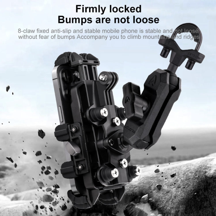 MOTOSLG Crab Motorcycle Phone Clamp Bracket U-Type Headbar Mount with Anti-theft Lock(Black)
