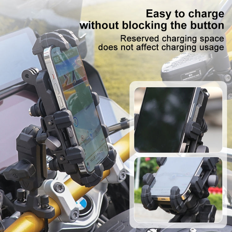 MOTOSLG Crab Motorcycle Phone Clamp Bracket U-Type Headbar Mount with Anti-theft Lock(Black)