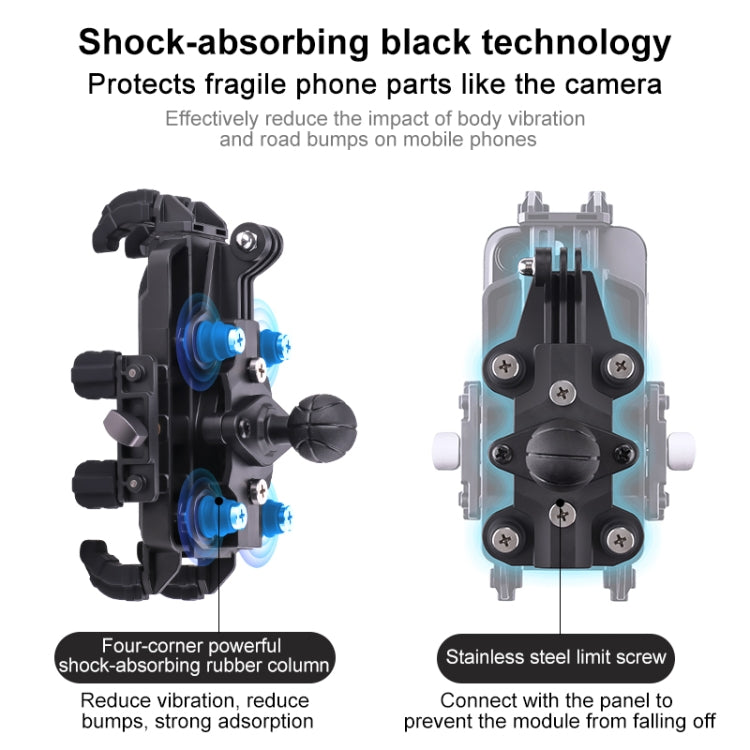 MOTOSLG Crab Motorcycle Phone Clamp Bracket L-Type Rear Mirror Mount with Anti-theft Lock(Black)