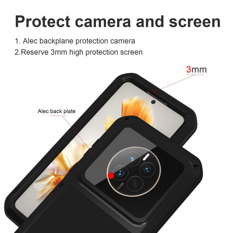 For Huawei P60 / P60 Pro / P60 Art LOVE MEI POWERFUL Metal Shockproof Life Waterproof Dustproof Phone Case(Black)