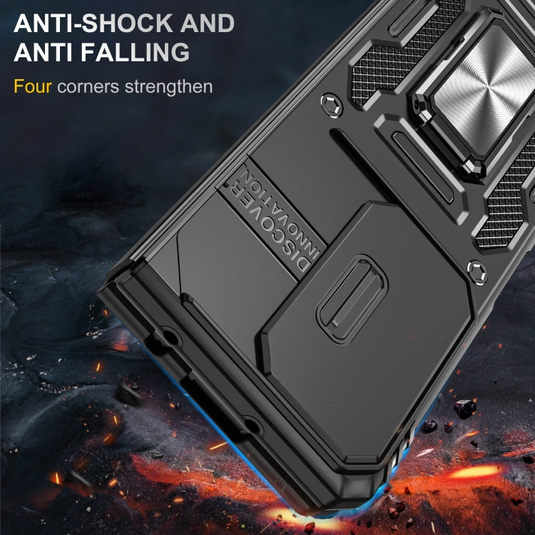 For Samsung Galaxy Z Fold5 5G Armor PC + TPU Camera Shield Phone Case(Black)