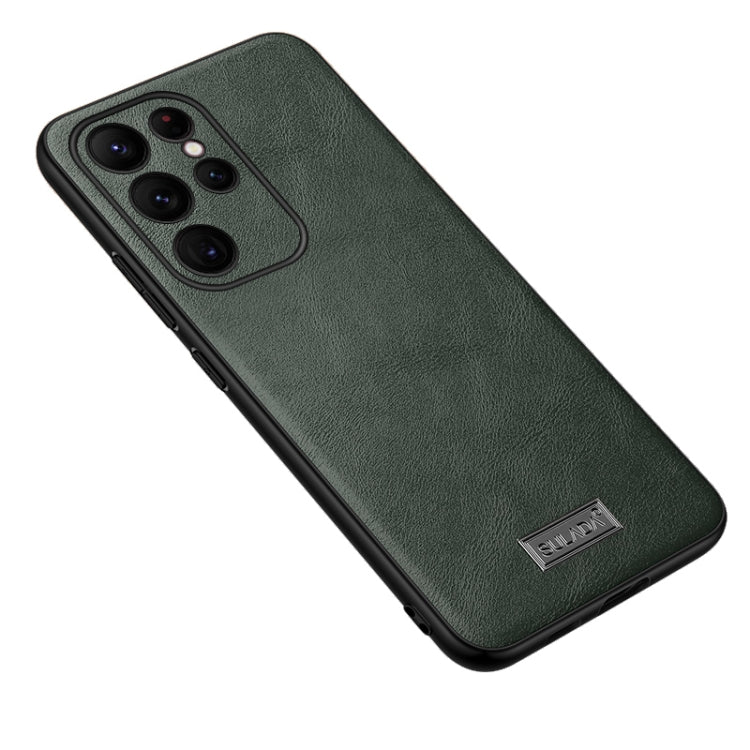 For Samsung Galaxy S24 Ultra 5G SULADA Shockproof TPU Hybrid Handmade Leather Phone Case(Green)