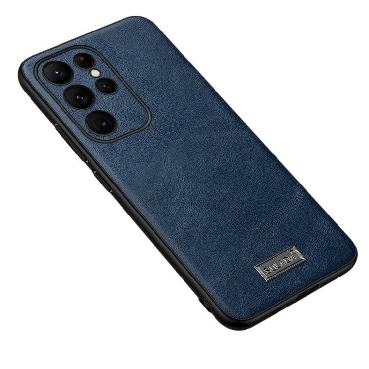 For Samsung Galaxy S24 Ultra 5G SULADA Shockproof TPU Hybrid Handmade Leather Phone Case(Blue)