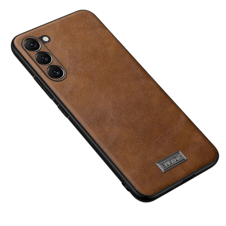 For Samsung Galaxy S24+ 5G SULADA Shockproof TPU Hybrid Handmade Leather Phone Case(Brown)