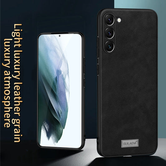 For Samsung Galaxy S25+ 5G SULADA Shockproof TPU Hybrid Handmade Leather Phone Case(Black)