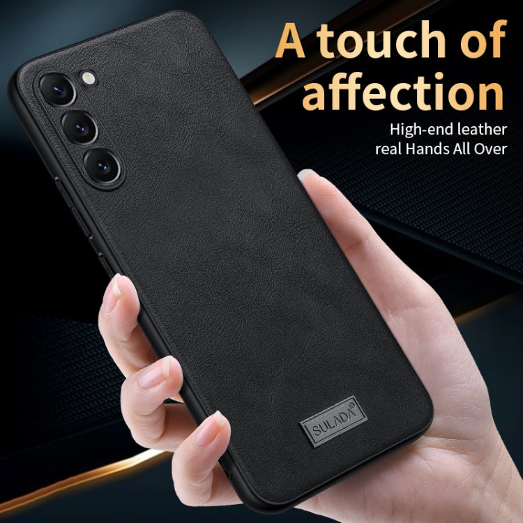 For Samsung Galaxy S24 Ultra 5G SULADA Shockproof TPU Hybrid Handmade Leather Phone Case(Green)
