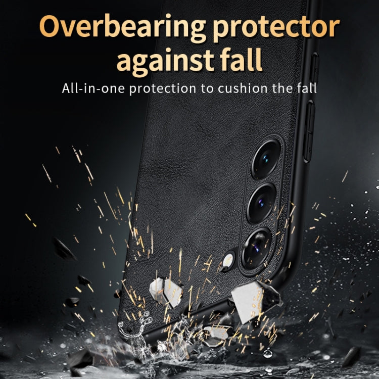 For Samsung Galaxy S25 5G SULADA Shockproof TPU Hybrid Handmade Leather Phone Case(Black)