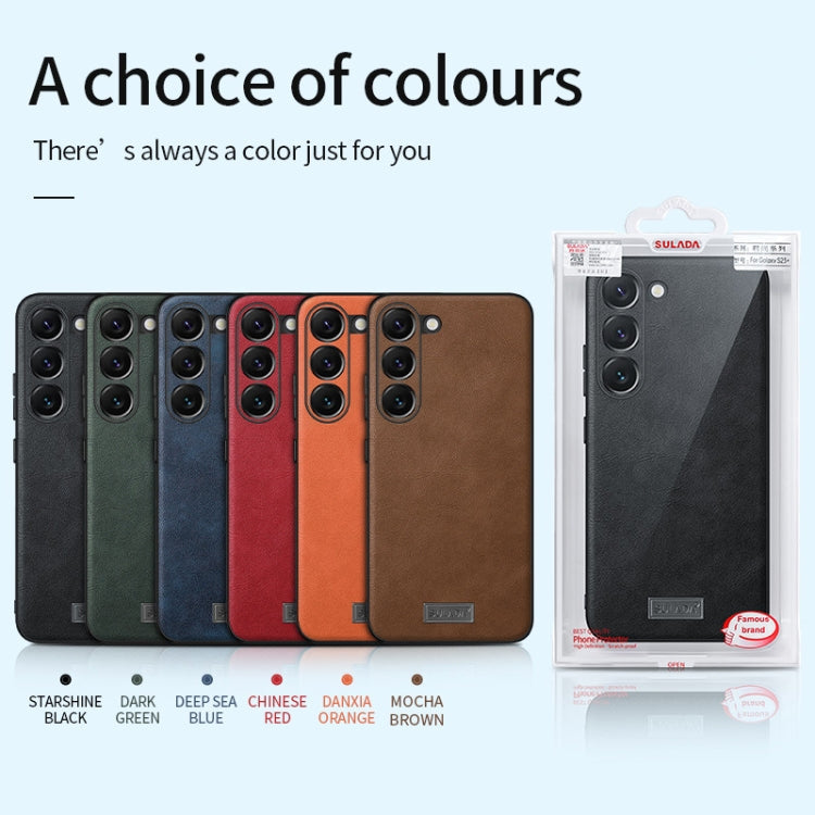 For Samsung Galaxy S25+ 5G SULADA Shockproof TPU Hybrid Handmade Leather Phone Case(Black)